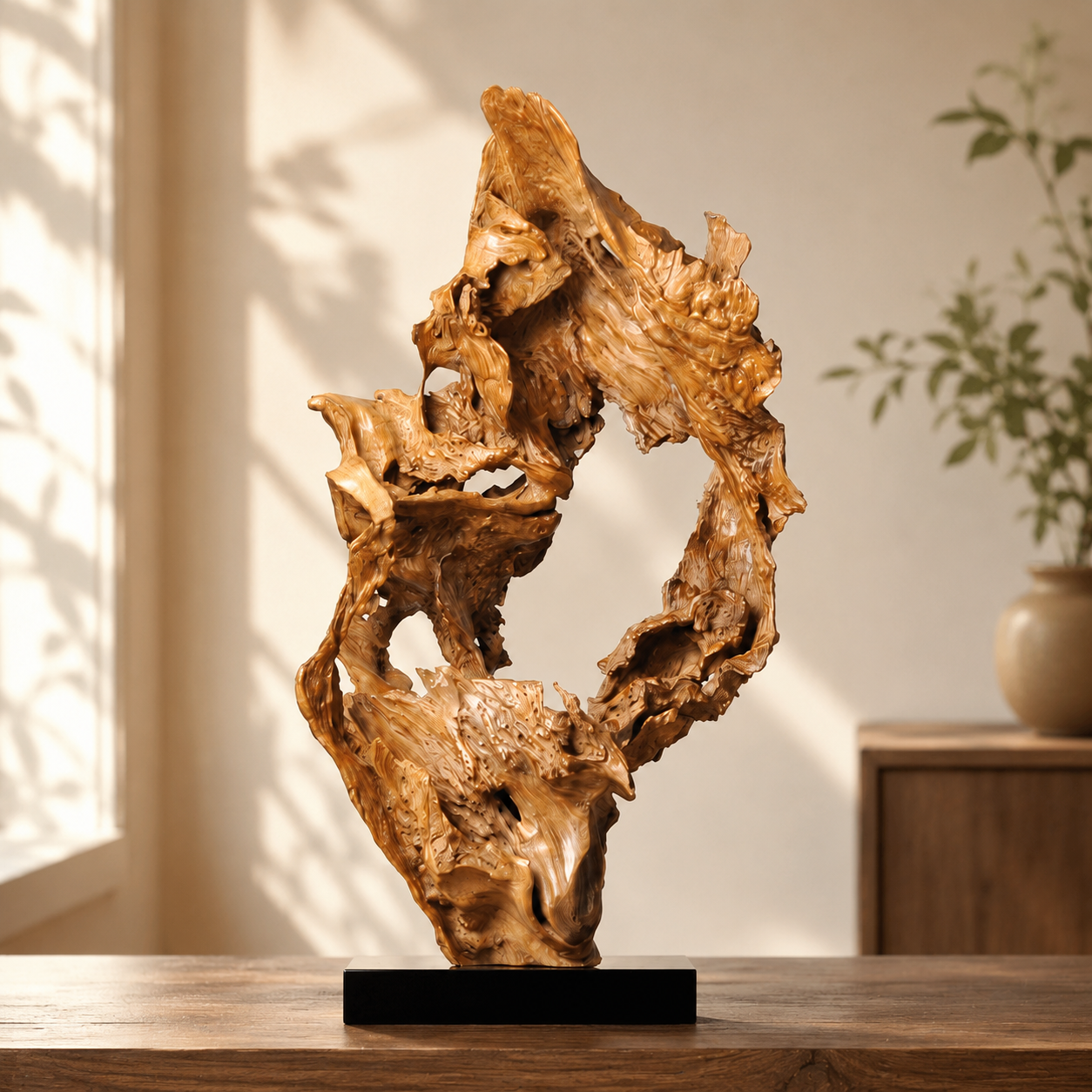 Large Natural Driftwood Sculpture, Abstract Wood Root Carving Art, Organic Wabi Sabi Home Decor, Statement Table Sculpture, Rustic Wood Statue
