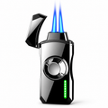 Dual Jet Torch Lighter with RGB Spinner Light – Smart Windproof Butane Lighter with LED Display