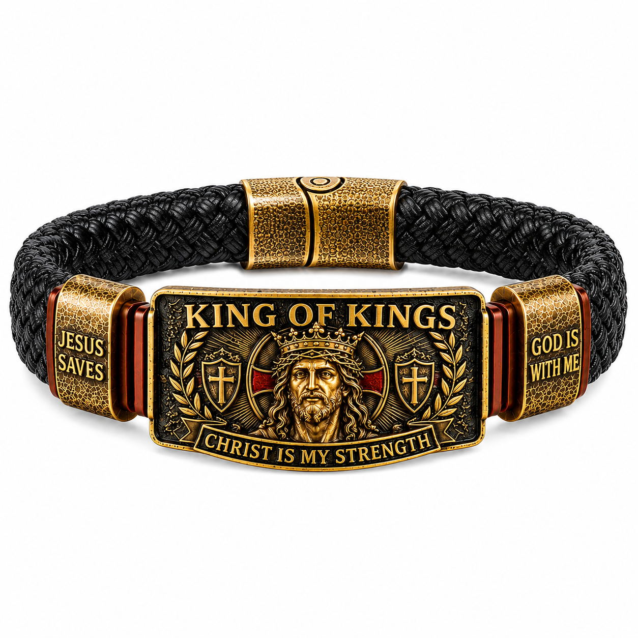 King of Kings Christian Bracelet for Men – Faith-Inspired Braided Wristband Gift