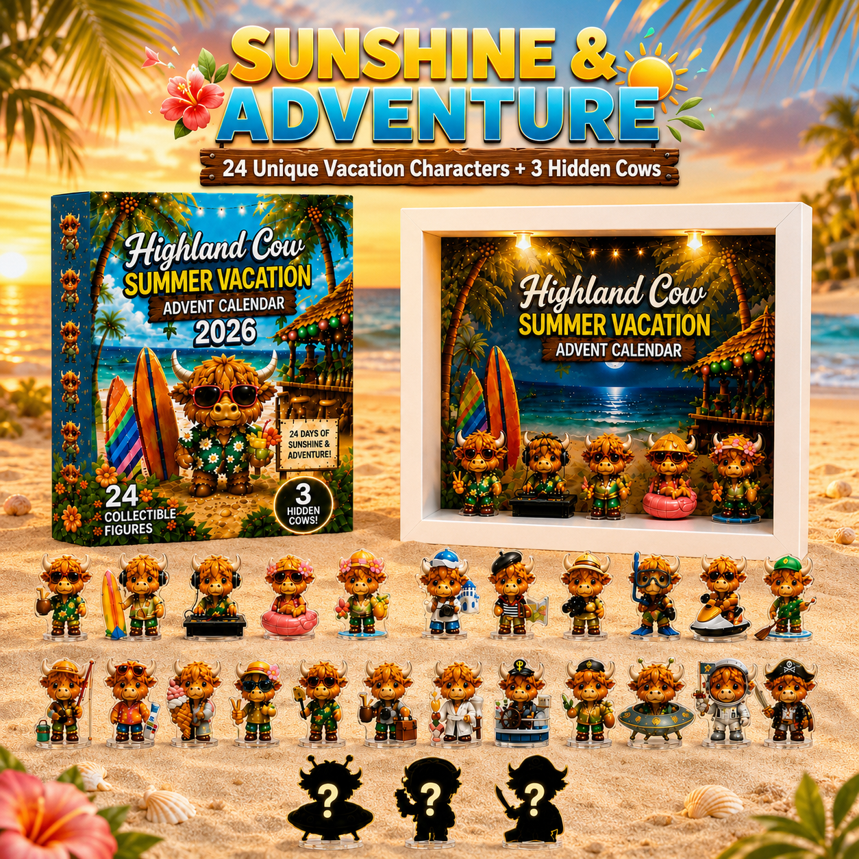 Highland Cow Summer Vacation Advent Calendar 2026