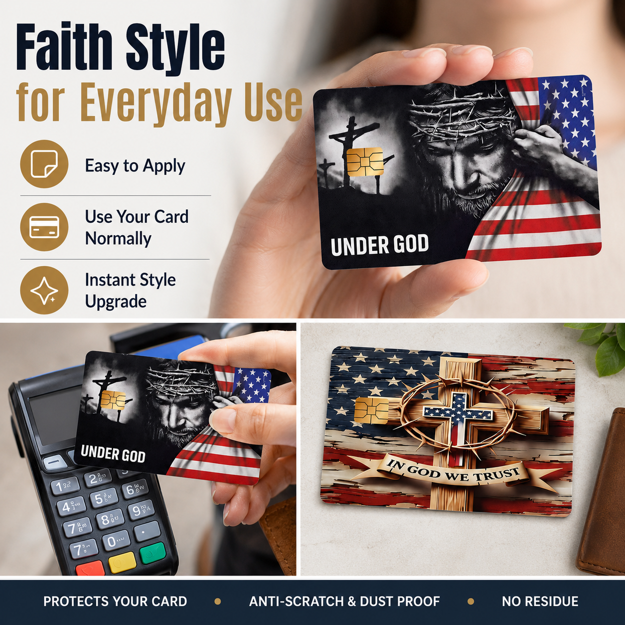 3-Pack Christian Card Cover Stickers – Faith-Inspired Debit & Credit Card Skins