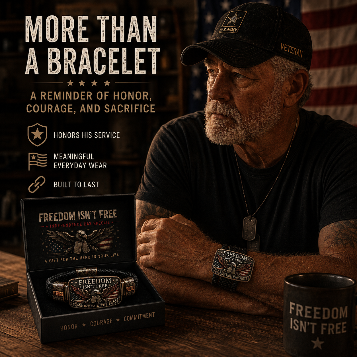 Freedom Isn’t Free Veteran Tribute Bracelet Gift Set