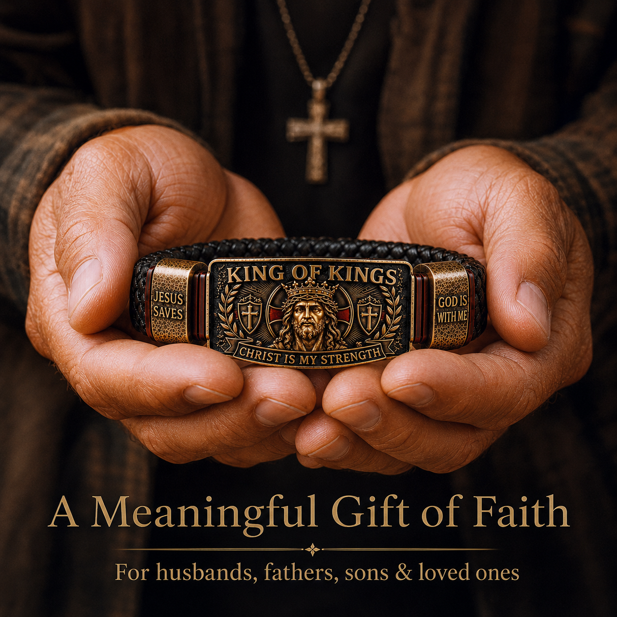 King of Kings Christian Bracelet for Men – Faith-Inspired Braided Wristband Gift