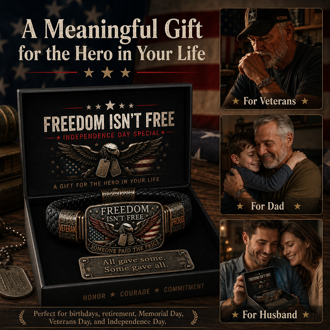 Freedom Isn’t Free Veteran Tribute Bracelet Gift Set