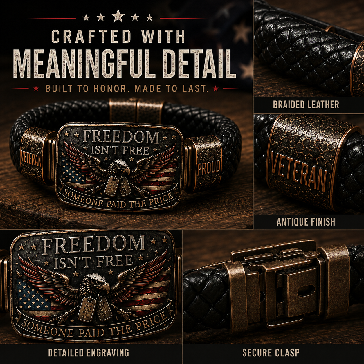 Freedom Isn’t Free Veteran Tribute Bracelet Gift Set