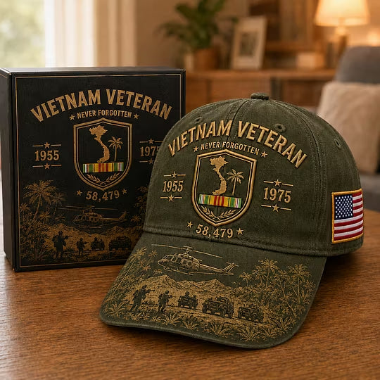 Vietnam Veteran Never Forgotten 1955–1975 Commemorative Cap